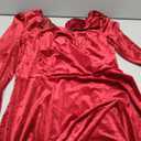 Fall Velvet Maxi Dress for Women Square Neck Long Sleeve Dresses Slim Flowy Casual Velour Outfit High Elastic Outfits,Red, Large