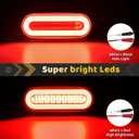 2pcs 6" inch Clear Lens Oval Red 52 LEDs Trailer Lights w/Flange Surface Mount Halo LED Brake Stop Turn Running Tail Lights【Patented】 Submersible IP67 for Boat Truck/RV/Van, DC 12V