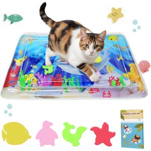 Upgraded Water Sensory Playmat for Cats, Thickened Cat Dog Toys Bored Pet Animals Cat Kicker Toys Self Play Mat Interactive Pet Water Sensory Mat Pad Pet Cooling Mat Indoor Outdoor Exercise Rectangle