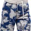Mylldey Mens Shorts Casual Relaxed Fit Men's Walk Elastic Waist Drawstring Flat Front Shorts (Blue, L)