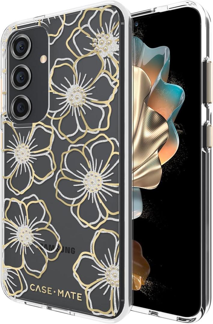 Case-Mate Samsung Galaxy S24 Case [6.2"] [12ft Drop Protection] [Wireless Charging] Floral Gems Phone Case for Samsung Galaxy S24 - Cute Bling Sparkle Cover w/Anti-Scratch Tech, Shockproof, Slim Fit