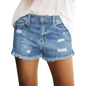 luvamia Women's Casual Mid Rise Denim Shorts Stretch Ripped Raw Hem Jean Shorts (XX-Large)