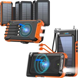 GOODaaa 45800mAh Solar Power Bank Plus Five Solar Panels 36800mAh Wireless Charger