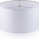 Wellmet Self-assembly Lampshade, White, 18" Top x18" Bottom x12" High, Drum Lampshade for Table Lamp, Bedside Lamp, Floor Lamp, Fabric Replacement Lamp Shade Classic Modern Style, Spider Fitter, 18x18x12