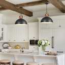 Black Pendant Light, 11.8" Hammered Metal Ceiling Hanging Light Fixture,Solid Wood Dome Pendant Lighting,Modern Industrial Chandelier for Kitchen Island, Dining Table, Restaurant, Farmhouse, Hallway