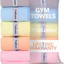 Microfiber Workout Towels - Quick Dry, Highly Absorbing, Odor-Free, for Women & Men - Gym Sweat Sports Towel for Hot Yoga, Tennis, Running, Exercise, Working Out, Camping, Set of 5 Pastel, 31.5"L x 15.5"W