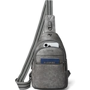 7L Sling Bag For Women Faux Leather Anti Theft Small Casual Daypack Backpack Fanny Pack Crossbody Chest Bags Purse Waterproof Dark Grey