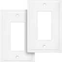 Henne Bery Modern Edge Decorative Wall Plate Switch Plate Outlet Cover, Durable Solid Zinc Alloy (Single Decorator 2PK, White)