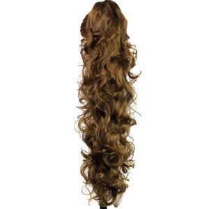 Yoanshop 24 Inch Long Messy Wavy Claw Clip Ponytail Extensions Synthetic Clip in Drawstring Curly Pony Tail Hair Extension Wig Hairpiece for Women (12# Light Brown)