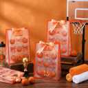 Sunnymove 24 Pcs Cheer Clear Plastic Gift Bags with Handles 10 x 7 x 3.1 Inch Reusable Clear Goodie Snack Treat Gift Bags with Ribbon for Cheerleader Teammates Sport Party Supplies (Basketball Bow)