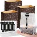 120 Pcs Mini Loaf Pans Disposable Set 3.1x1.5 Inch Paper Pans Rectangle Mold with Plastic Bags and Stickers Thanksgiving Christmas Winter Baking Party Supplies for Bread, Meatloaf, Wedding Return Gift