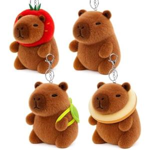 1Pack Capybara Plush Keychain, Valentines Keychains for Class, Capybara Stuffed Animal Toys, Cute Capibaras Peluches Keychain for Bag Charms, Birthday Valentines Party Favors Gifts for Girls Boys