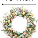 18 inch Easter Wreath Artificial Easter Egg Wreath for Front Door Easter Door Wreath Spring Wreath with Pastel Eggs and Mixed Twigs for Easter Decorations