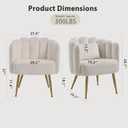 Accent Chair for Bedroom, Shell Shaped Velvet Vanity Chair with Pillow, Cream 20"D x 28"W x 35.5"H