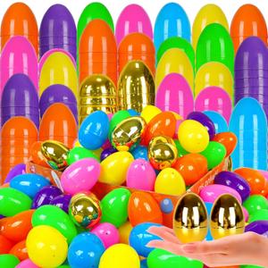 Olixmlya 500 PCS 2.4" Fillable Plastic Easter Eggs, Empty Easter Eggs Colorful Plastic Eggs Bulks Easter Basket Stuffers Hunt Easter Party Favor for Kids Teens Boys Girls