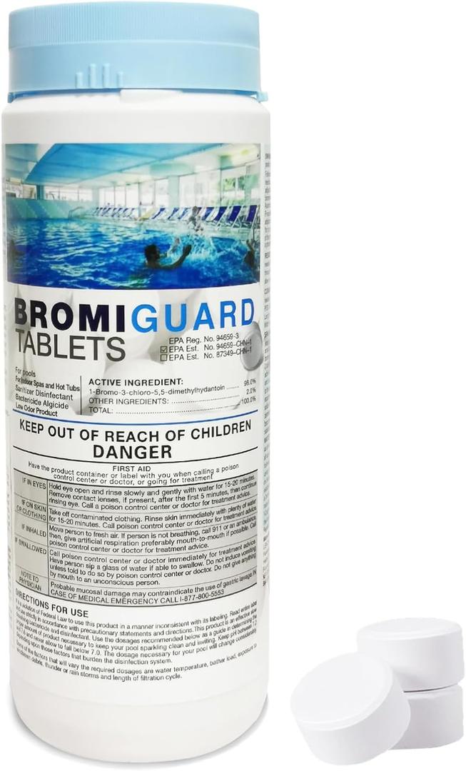 Bromine Tablets 1 Inch 1.8 Lbs for Spa Hot Tub Chemical Sanitizer Bromine Tabs | Long-Lasting 1" Brominating Tablets for Pools | Less Chlorine Odor 1.8 Pounds