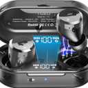 TOZO T12 Wireless Earbuds Bluetooth Headphones Premium Fidelity Sound Quality Wireless Charging Case Digital LED Intelligence Display IPX8 Waterproof Earphones (Dark Black)