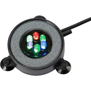 NICREW Multi-Colored LED Aquarium Bubbling Stone Disk, Round Fish Tank Bubbler with Auto Color Changing LEDs