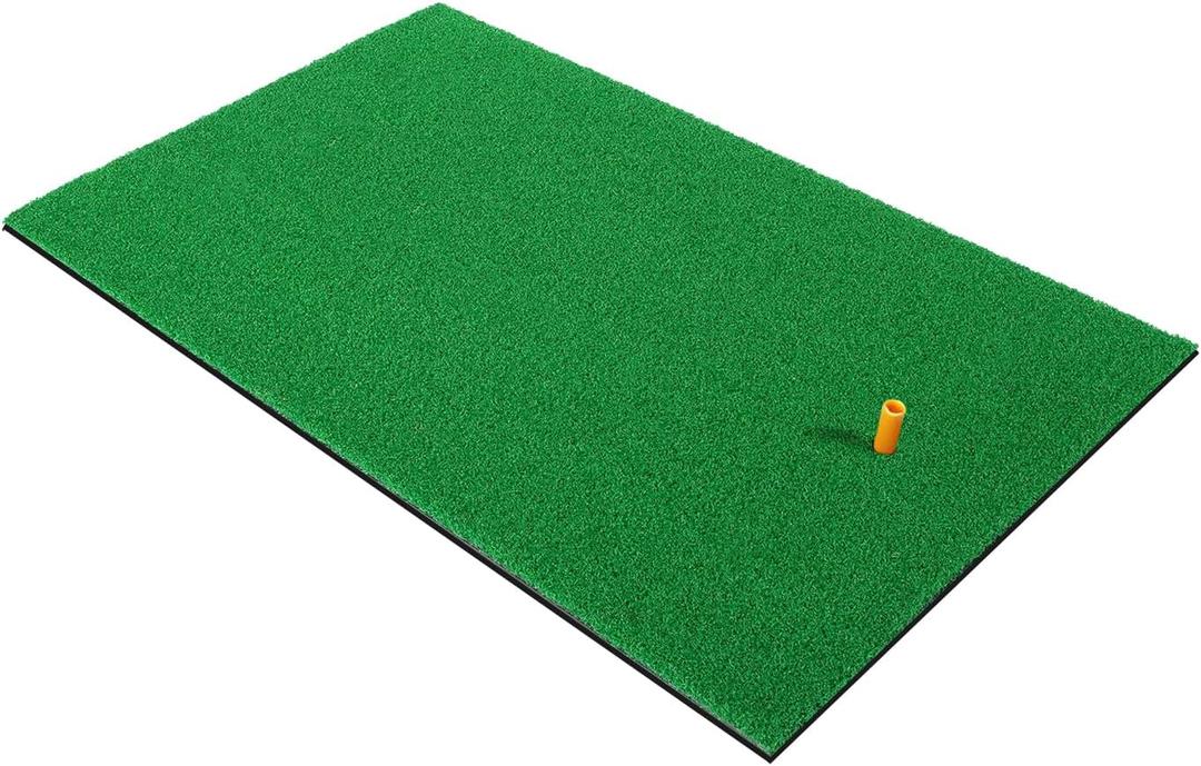Golf Practice Hitting Mat With Rubber Tee Holder - Realistic Grass Putting Mat, Portable Outdoor Sports Training Turf for Indoor Office (12"x24")