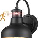 7 Motion Sensor Outdoor Lights, Outdoor Light Fixture Dusk to Dawn with E26 Base Socket, IP65 Waterproof Outside Wall Light for Barn, Balcony, Entrance, Front Door, Porch, 2210SBK(G)-1 (Black)