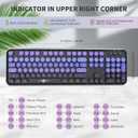 FOPETT Wireless Keyboard and Mouse Combo, 104 Keys Full-Sized 2.4 GHz Round Keycap Colorful Keyboards, USB Receiver Plug and Play, for Windows, Mac, PC, Laptop, Desktop (GradientPurple)