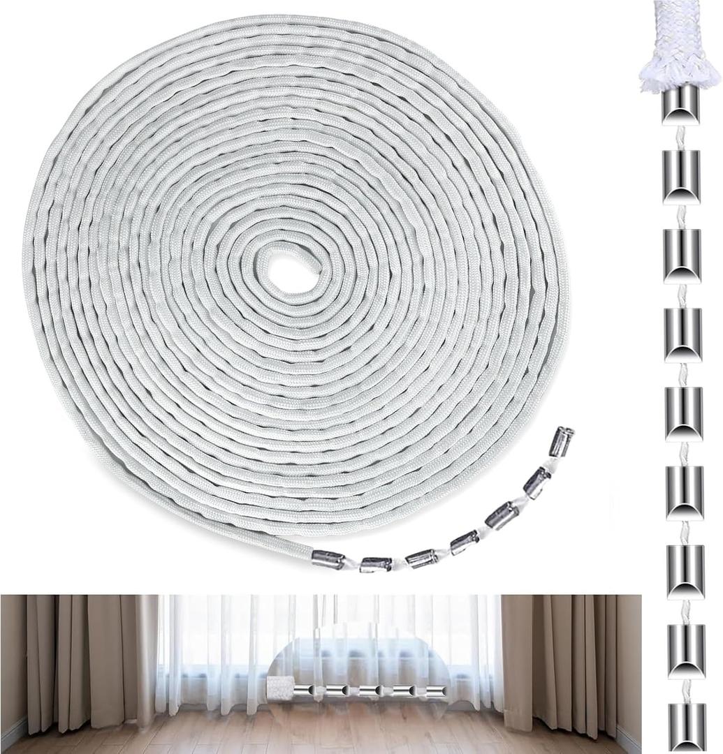 Curtain Weighted Tape,Drapery Weight Rope Leaded Weighted Drapery Tape Weighted Lead Rope Increase Drapery Weights for Outdoor Indoor Curtain DIY Length Curtain Accessories (10 Yard)