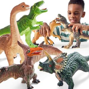 JOYIN Big Dinosaur Toys for Toddlers, 6 Piece Large Soft Dinosaur Figures with an Educational Book, Jumbo Realistic Toys for Boys and Girls Gift, Kids Ages 1 -5 Years Old