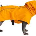 Spark Paws Dog Raincoat, Waterproof Windproof Rain Jacket, for Small Medium Large Extra Large Dogs, Reflective Breathable Full-Body Coverage Dry Suit - Mustard Yellow - L