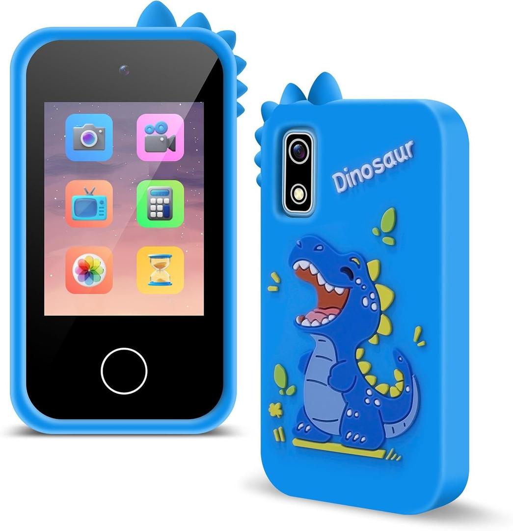 Kids phone Toy, 2.8" 2K HD Touchscreen, Dual Cameras for Photo & Video,8GB TF card Music Games Learning kids smart phone, 1000mAh Long Battery, Dinosaur/Unicorn Themes, Gift for Boys & Girls Ages 3+