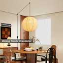 Plug in Hanging Lamp Lantern Linen Pendant Light 23.6in Off White