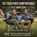 Oversized Fully Padded Camping Chair, Heavy Duty 650LB Folding Camping Loveseat, Quad Fold Double Camping Couch with Cup Holders & Carry Bag for Outdoor, Lawn, Sports Events Black