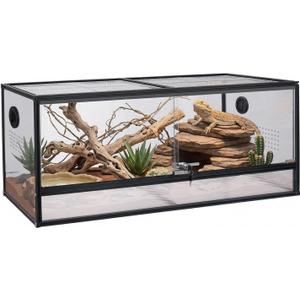 48x20x20'' Bearded Dragon Tank, 83 Gallon Reptile Terrarium, Aluminum Frame Reptile Enclosure with Lockable Sliding Glass Doors, 270 View & 304 Mesh Top