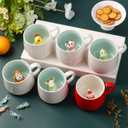 2 x Cute Penguin Ceramic Coffee Mug Hidden 3D Animal In Cup Ideal Creative Holiday Gifts Christmas and Birthday Gifts for Animal Lovers Family Kids Friends Colleagues 12OZ (Black and Red)