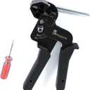 Metal Zip Ties Tool, Stainless Steel Cable Tie Gun, Use for Cutting and Fastening up to 12mm Width Heavy Duty Metal Zip Tie. Used to Repair Fences, Pipes, Chain Links, Head Wrap. (Black)
