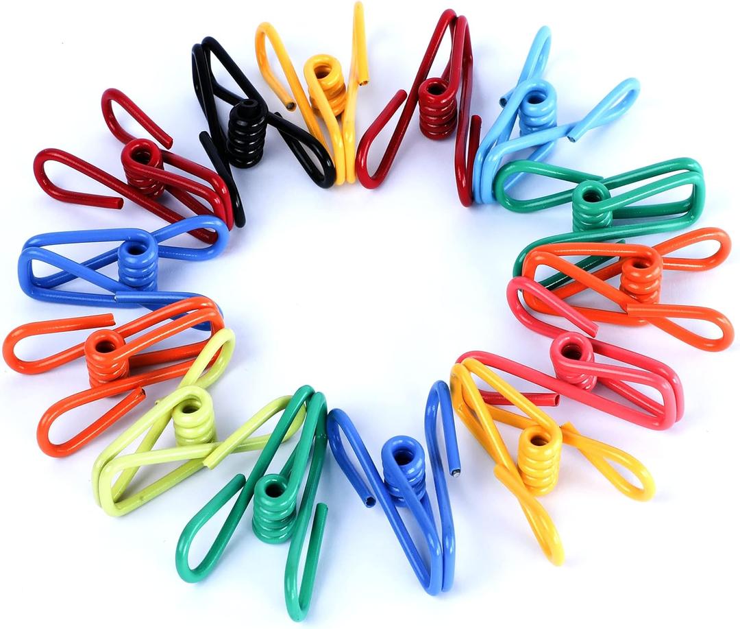 Riveda 30 Pack Assorted Chip Bag Clips Utility - PVC 2 Inch Coated Colorful Sealer for Sealing Food - Paper Holder, Clothesline Clip for Laundry Hanging, Kitchen Bags, Multipurpose Clothes Pins (Multicolor)