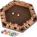 ropoda 6-Way Shut The Box Game-Upgraded 1-6 Player Wooden Dice Game for Adults and Kids, Addition Training, Fun for Family Game Night-Vintage Style