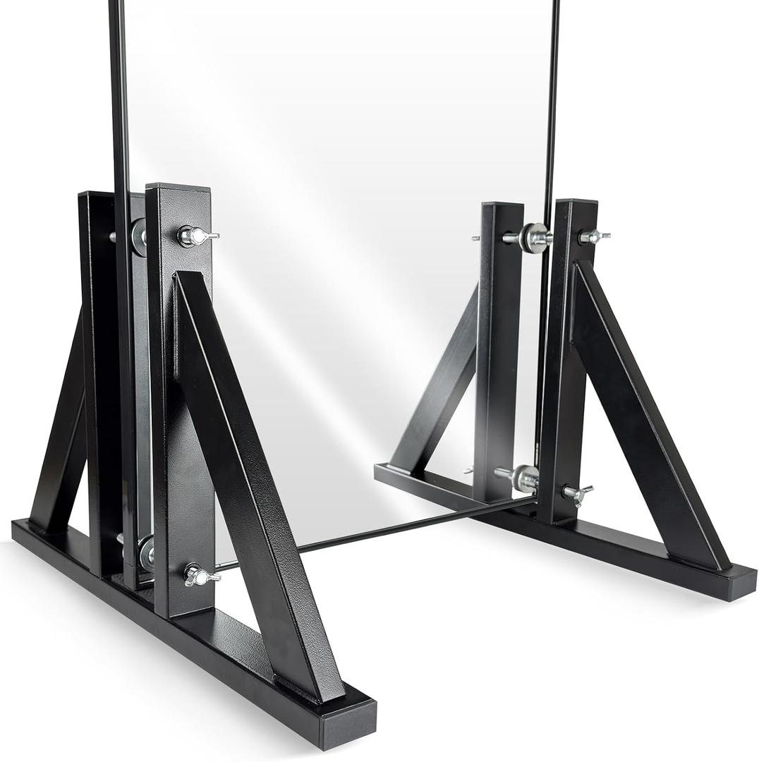 2Pack Mirror Stand for Floor, Heavy Duty Iron Floor Mirror Stand, Adjustable Mirror Holder Stand for Large Mirror, Plate, Poster, Black Mirror Stand for Bedroom, Living Room, Cloakroom