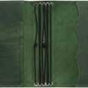 Travelers Leather Notebook Cover A6 Refillable Leather Journal Cover with 5 Elastic Bands, Pen Holder & Pockets, Fits 4.1" x 5.8" Notebooks (Inserts Not Included), Green