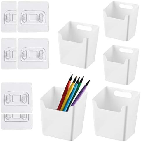 TSKVT 5 Pack Cabinet Door Organizer, Adhesive Cabinet Door Storage Bins, Hanging Wall Mount Pockets, Wall Mount Organizer For Kitchen, Shower Bathroom, Office, Sink, Makeup Room (White)