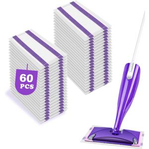 60 Pack WetJet Pads Refills for Swiffer Wet Jet Mop - Multi-Surface Floor Cleaning Mop Pads, Compatible with Swiffer Wet Pads Refill, 4 Layers Thickened & Durable | Heavy-Duty Absorbent