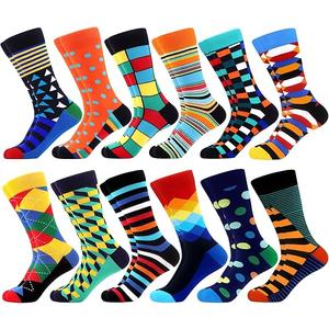 Men's Dress Funny Crazy Colorful Novelty Combed Cotton Crew Socks 12 Pack