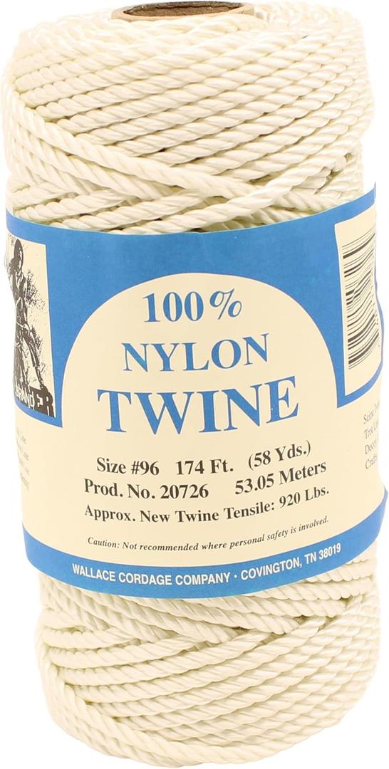 #96 Twisted White Nylon Twine 1 lb Tube 174 Feet