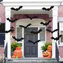 3 x 12PCS Halloween Hanging Bat Decorations with Glowing Eyes, Spooky Realistic Halloween Decorations for Yard Outdoor and Indoor Party Supplies (3 Styles)
