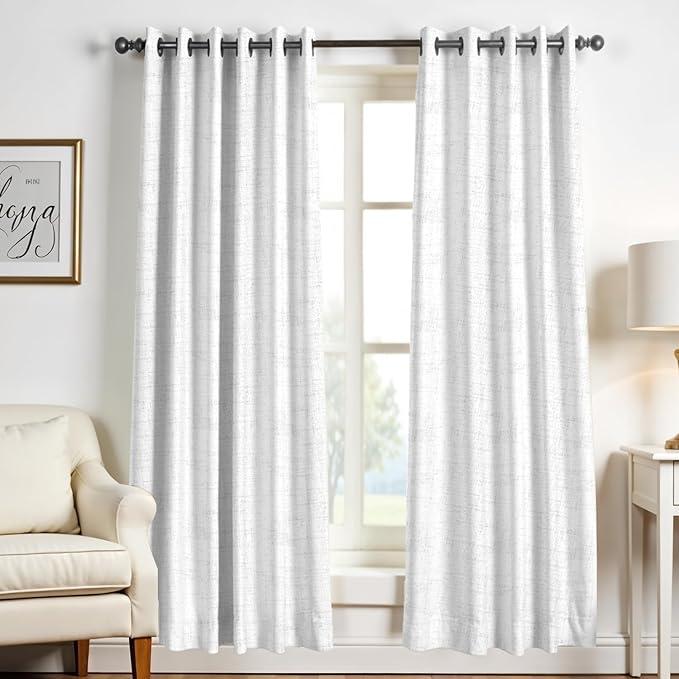 Mayfair Linen 3 Ply Linen Curtains 84 Inch Length 2 Panels Set - Bedroom Living Room Curtains 84 Inches Long, Soft, Thick, Textured Window Drapes Semi Sheer Light Filtering Panels