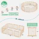 Wooden Baby Playpen, Natural Solid Wood Playpen, 66 x 45 x 24 inches