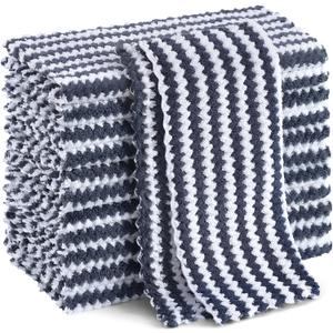 Homaxy 12 Pack Kitchen Dish Cloths, Ultra Soft and Absorbent Dish Towels, Reusable Fast Drying Microfiber Cleaning Cloth, Coral Velvet Wave Design No-lint, 10 x 10 inches, Dark Grey