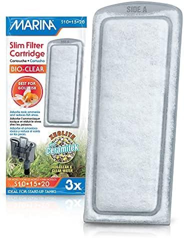 Marina Bio Clear Ceramic Replacement Cartridge for Slim Filters, 3 Pack – Optimal Filtration for a Healthy Aquarium,White