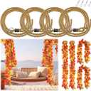 Seenelling 4 Pack Porch Swing Bed Rope Hanging Kit with Fall Maple Leaf Garland Decoration, 800 lbs Adjustable Heavy Duty daybed Swing Rope Straps for Porch Thanksgiving Garden Playground,10ft Length