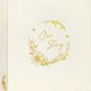 Our Story Wedding Photo Album 4x6 500Pockets 100 Page,excellent fabric cover with golden Floral Large Capacity for Family Anniversary Baby Vacation Couple Gifts by Kuword,Beige