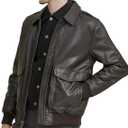 Crafter Men's Classic A2 Aviator WWII Flying Tiger Leather Jacket - Pilot Bomber Leather Jacket With Shirt Collar For Men (Brown, XL)
